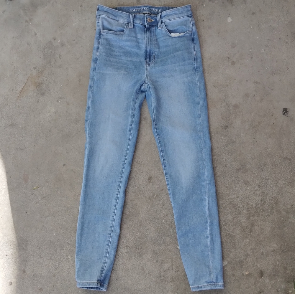 American Eagle Light Blue High Rise Next Level Stretch Skinny Jeans